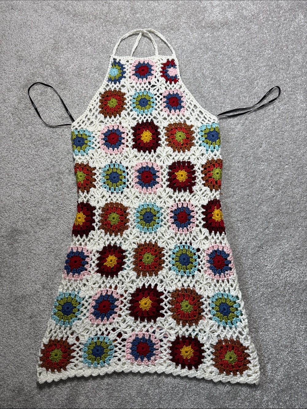 NWT Forever 21 GRANNY SQUARE DRESS COVER UP JUNIORS SIZE M CROCHET BOHO